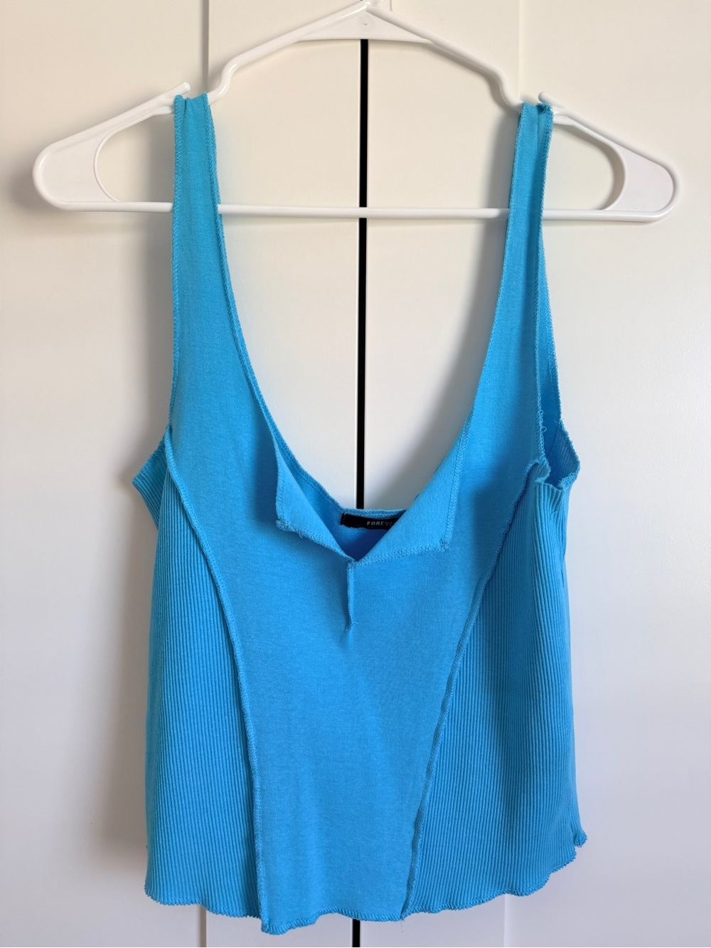 Forever 21 Turquoise Ribbed Scoop Neck Tank